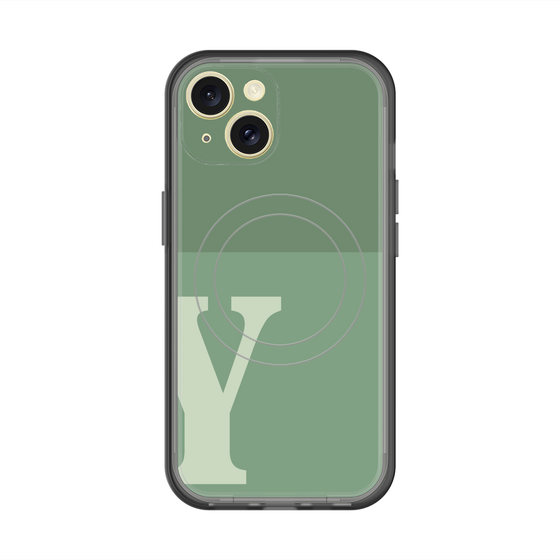スリムプロテクションプレミアムケース with MagSafe［ オリジナル - initial two tone - Y green ］