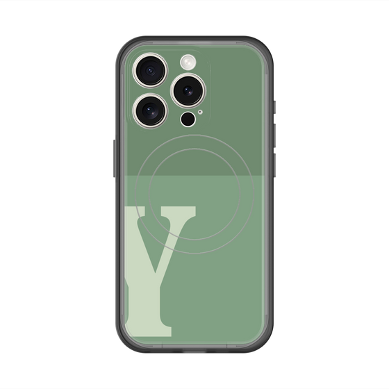 スリムプロテクションプレミアムケース with MagSafe［ オリジナル - initial two tone - Y green ］