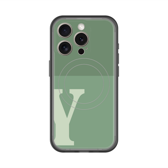 スリムプロテクションプレミアムケース with MagSafe［ オリジナル - initial two tone - Y green ］