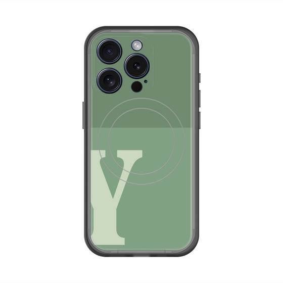 スリムプロテクションプレミアムケース with MagSafe［ オリジナル - initial two tone - Y green ］