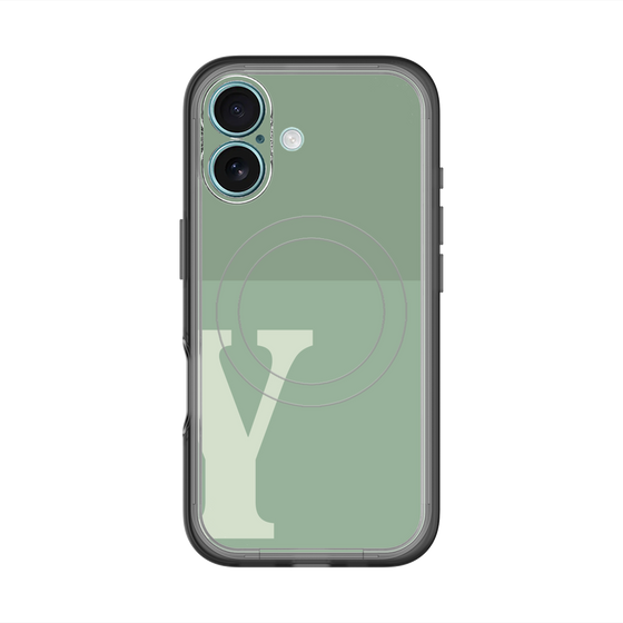 スリムプロテクションプレミアムケース with MagSafe［ オリジナル - initial two tone - Y green ］