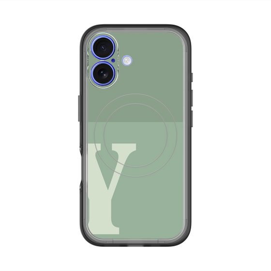 スリムプロテクションプレミアムケース with MagSafe［ オリジナル - initial two tone - Y green ］
