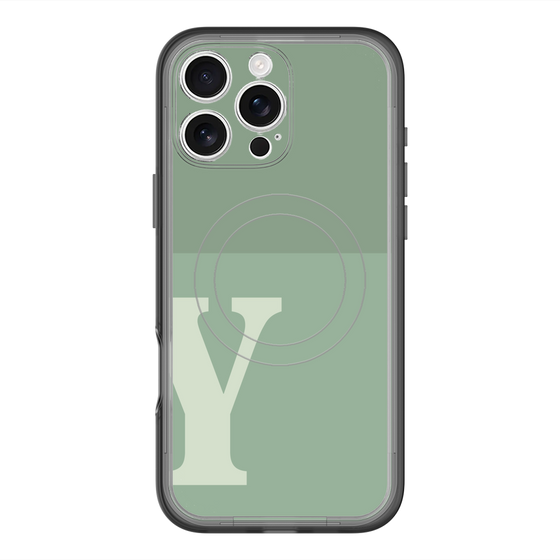 スリムプロテクションプレミアムケース with MagSafe［ オリジナル - initial two tone - Y green ］