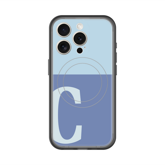 スリムプロテクションプレミアムケース with MagSafe［ オリジナル - initial two tone - C blue ］