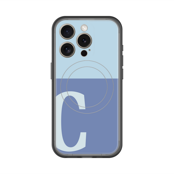 スリムプロテクションプレミアムケース with MagSafe［ オリジナル - initial two tone - C blue ］
