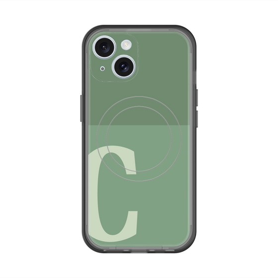スリムプロテクションプレミアムケース with MagSafe［ オリジナル - initial two tone - C green ］