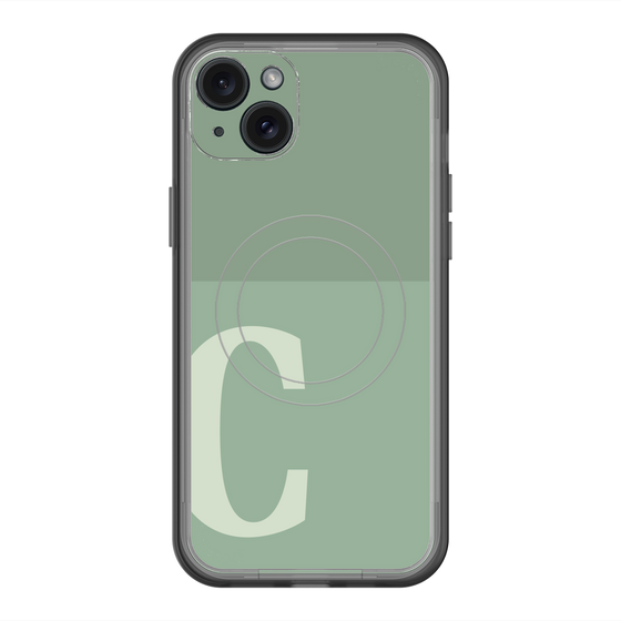 スリムプロテクションプレミアムケース with MagSafe［ オリジナル - initial two tone - C green ］