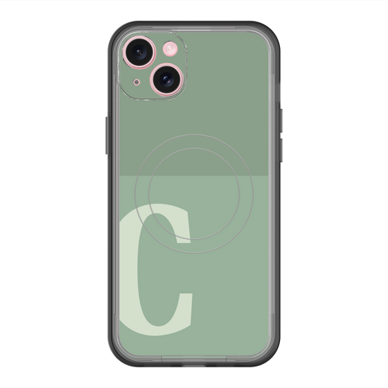 スリムプロテクションプレミアムケース with MagSafe［ オリジナル - initial two tone - C green ］