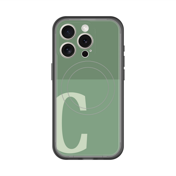 スリムプロテクションプレミアムケース with MagSafe［ オリジナル - initial two tone - C green ］