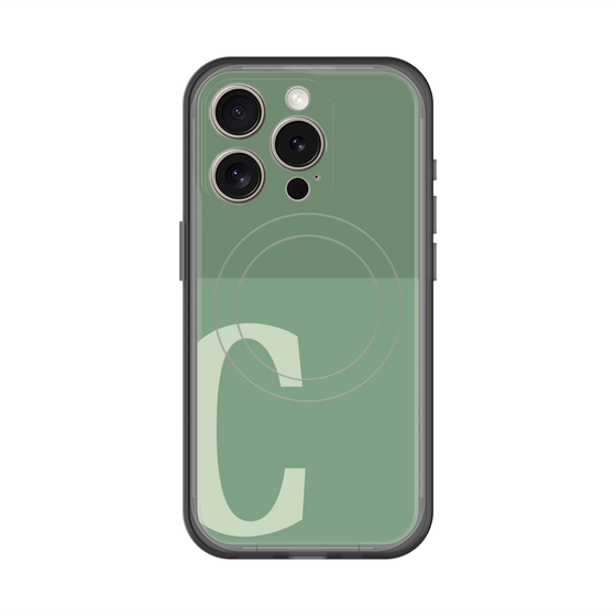 スリムプロテクションプレミアムケース with MagSafe［ オリジナル - initial two tone - C green ］
