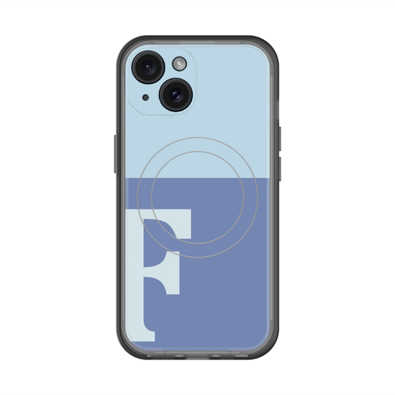 スリムプロテクションプレミアムケース with MagSafe［ オリジナル - initial two tone - F blue ］