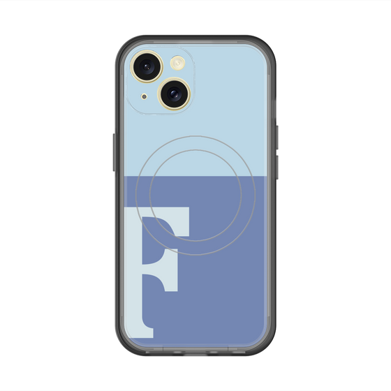 スリムプロテクションプレミアムケース with MagSafe［ オリジナル - initial two tone - F blue ］