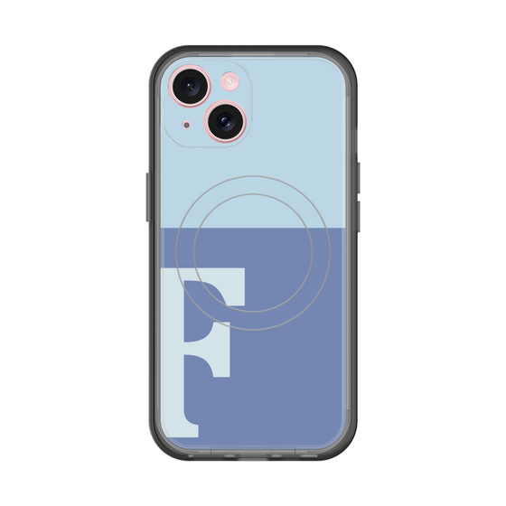 スリムプロテクションプレミアムケース with MagSafe［ オリジナル - initial two tone - F blue ］