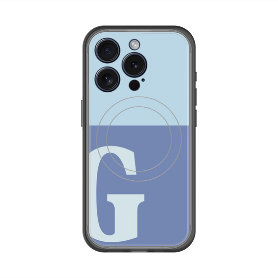 スリムプロテクションプレミアムケース with MagSafe［ オリジナル - initial two tone - G blue ］