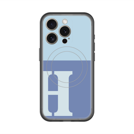 スリムプロテクションプレミアムケース with MagSafe［ オリジナル - initial two tone - H blue ］