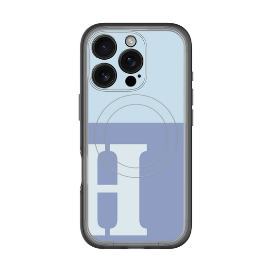 スリムプロテクションプレミアムケース with MagSafe［ オリジナル - initial two tone - H blue ］