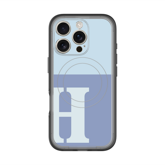 スリムプロテクションプレミアムケース with MagSafe［ オリジナル - initial two tone - H blue ］
