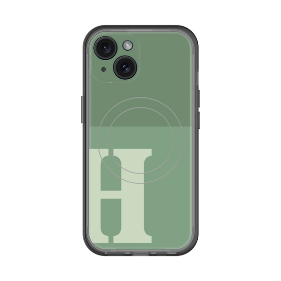 スリムプロテクションプレミアムケース with MagSafe［ オリジナル - initial two tone - H green ］
