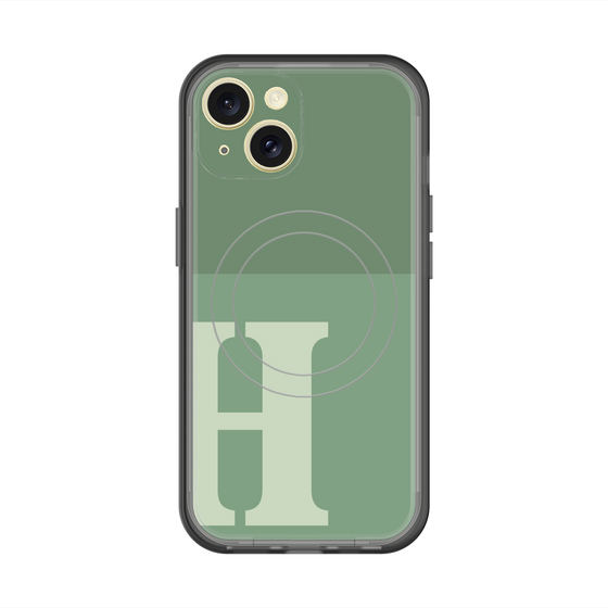 スリムプロテクションプレミアムケース with MagSafe［ オリジナル - initial two tone - H green ］