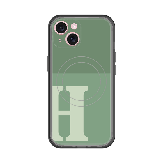 スリムプロテクションプレミアムケース with MagSafe［ オリジナル - initial two tone - H green ］