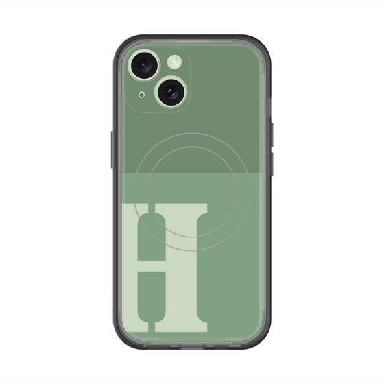 スリムプロテクションプレミアムケース with MagSafe［ オリジナル - initial two tone - H green ］