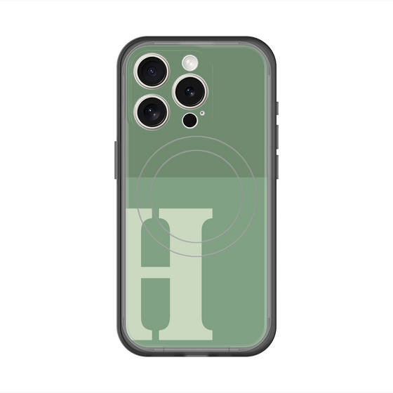 スリムプロテクションプレミアムケース with MagSafe［ オリジナル - initial two tone - H green ］