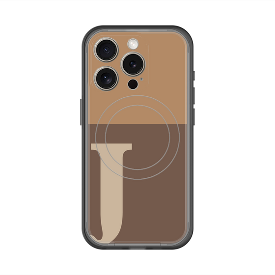 スリムプロテクションプレミアムケース with MagSafe［ オリジナル - initial two tone - J brown ］
