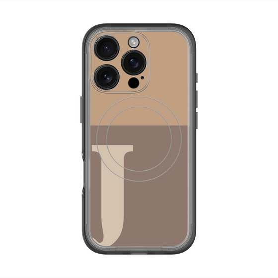 スリムプロテクションプレミアムケース with MagSafe［ オリジナル - initial two tone - J brown ］