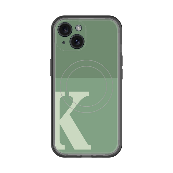 スリムプロテクションプレミアムケース with MagSafe［ オリジナル - initial two tone - K green ］