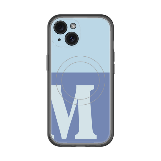 スリムプロテクションプレミアムケース with MagSafe［ オリジナル - initial two tone - M blue ］