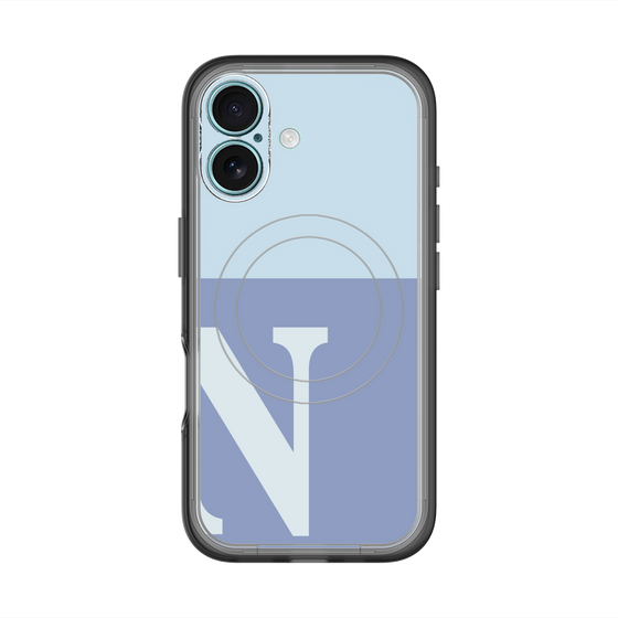 スリムプロテクションプレミアムケース with MagSafe［ オリジナル - initial two tone - N blue ］