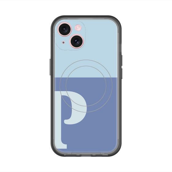 スリムプロテクションプレミアムケース with MagSafe［ オリジナル - initial two tone - P blue ］