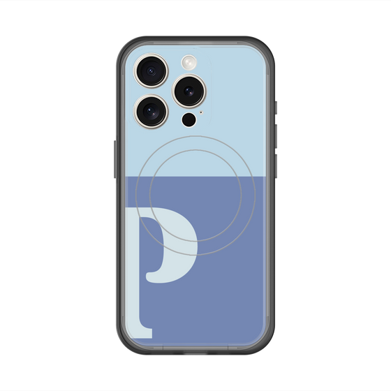 スリムプロテクションプレミアムケース with MagSafe［ オリジナル - initial two tone - P blue ］