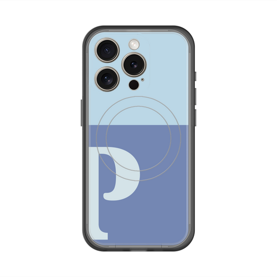 スリムプロテクションプレミアムケース with MagSafe［ オリジナル - initial two tone - P blue ］