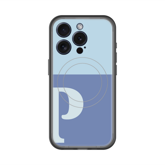 スリムプロテクションプレミアムケース with MagSafe［ オリジナル - initial two tone - P blue ］