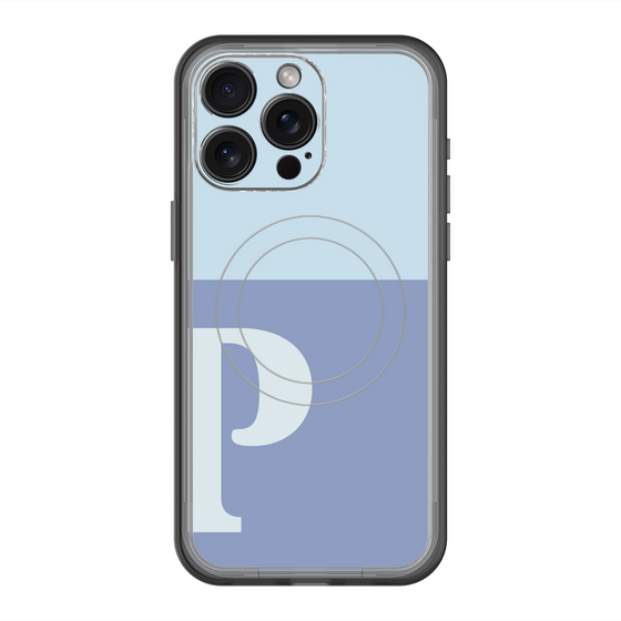 スリムプロテクションプレミアムケース with MagSafe［ オリジナル - initial two tone - P blue ］