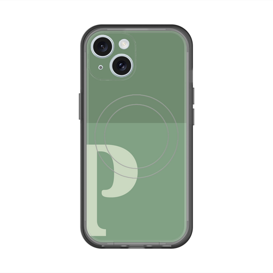 スリムプロテクションプレミアムケース with MagSafe［ オリジナル - initial two tone - P green ］