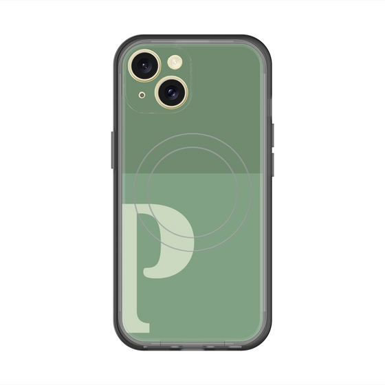 スリムプロテクションプレミアムケース with MagSafe［ オリジナル - initial two tone - P green ］