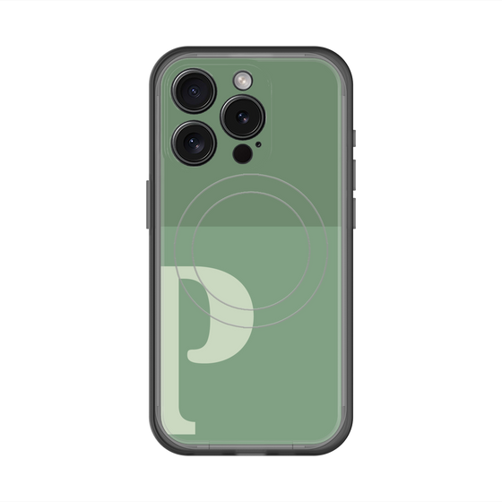 スリムプロテクションプレミアムケース with MagSafe［ オリジナル - initial two tone - P green ］