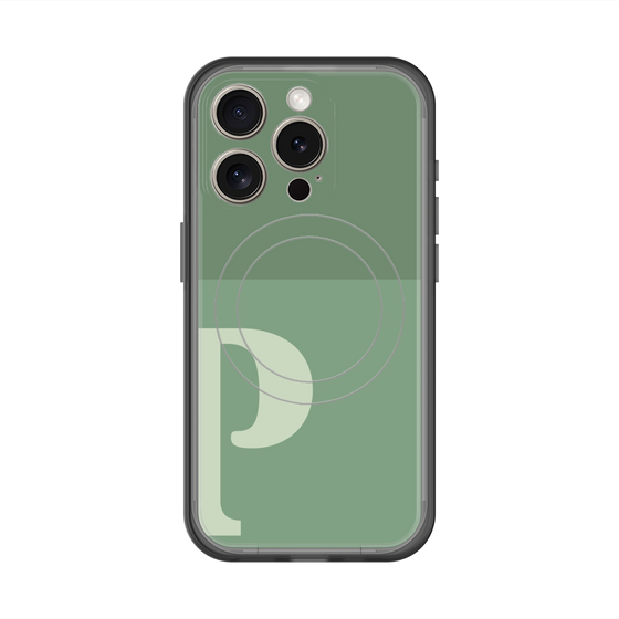 スリムプロテクションプレミアムケース with MagSafe［ オリジナル - initial two tone - P green ］