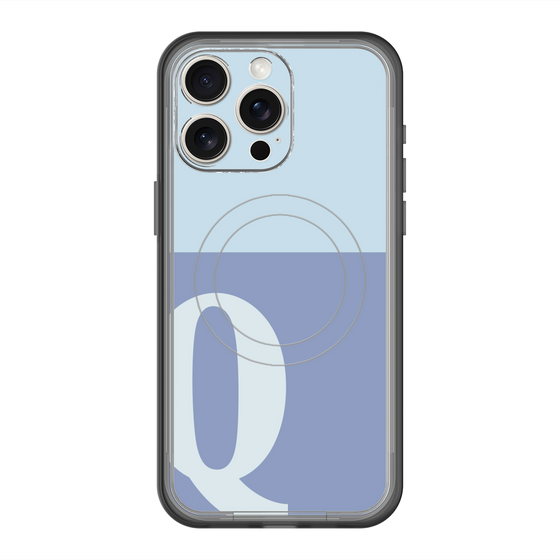 スリムプロテクションプレミアムケース with MagSafe［ オリジナル - initial two tone - Q blue ］