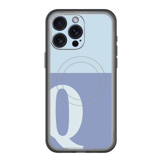 スリムプロテクションプレミアムケース with MagSafe［ オリジナル - initial two tone - Q blue ］