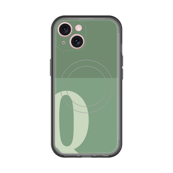 スリムプロテクションプレミアムケース with MagSafe［ オリジナル - initial two tone - Q green ］