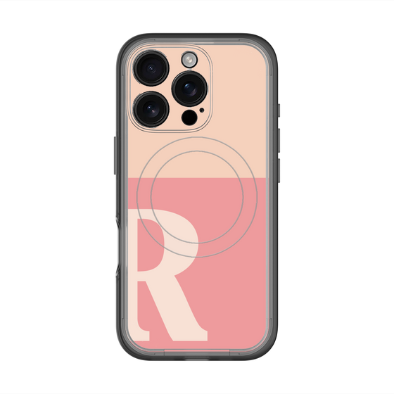 スリムプロテクションプレミアムケース with MagSafe［ オリジナル - initial two tone - R pink ］
