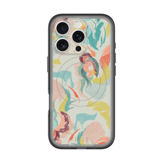 スリムプロテクションプレミアムケース with MagSafe［ ELLE - フラワーペイント ］