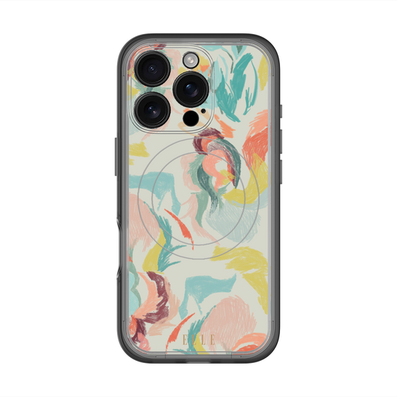 スリムプロテクションプレミアムケース with MagSafe［ ELLE - フラワーペイント ］