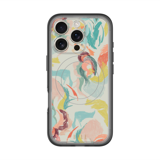 スリムプロテクションプレミアムケース with MagSafe［ ELLE - フラワーペイント ］