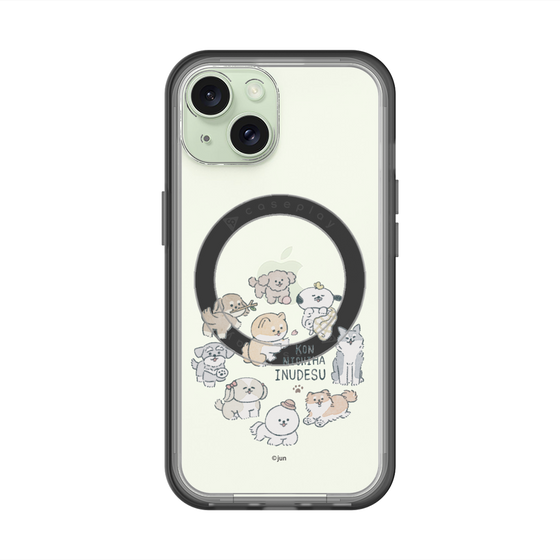スリムプロテクションプレミアムケース with MagSafe［ こんにちは、いぬです - みんなそろって - クリア ］
