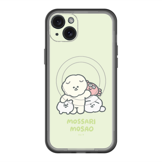 スリムプロテクションプレミアムケース with MagSafe［ もっさりもさお - みんないっしょ - グリーン ］
