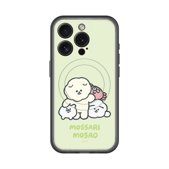 スリムプロテクションプレミアムケース with MagSafe［ もっさりもさお - みんないっしょ - グリーン ］